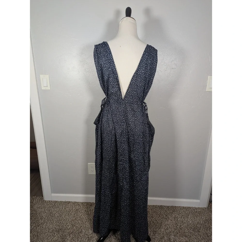 J CREW Women's Dress L‎ Blue Side-tie Beach  in Dot Blue White BH545 Coastal